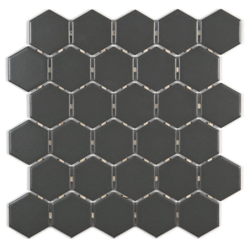 Ontario mosaique hexagone 2" gris foncé mat (11,9 x 10,7) 0,82 pc/feuille